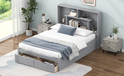 Full Platform Bed Gray