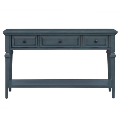 Navy Wood Console Table with Drawers