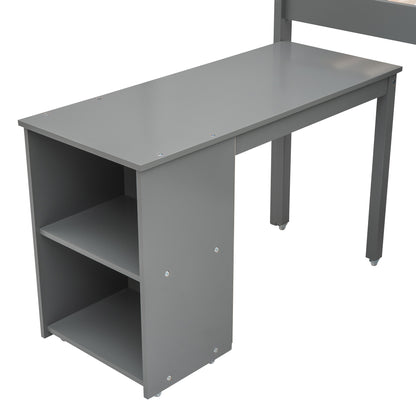 Twin Loft Bed with Desk Gray