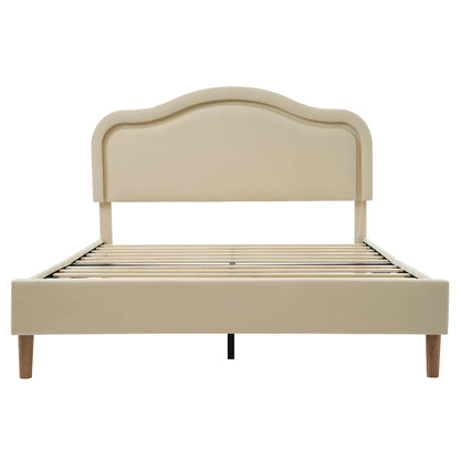 Beige Velvet LED Bed Frame