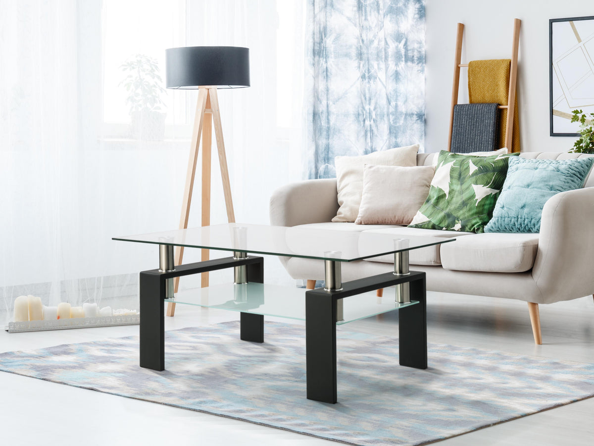 Rectangular Glass Coffee Table – Black