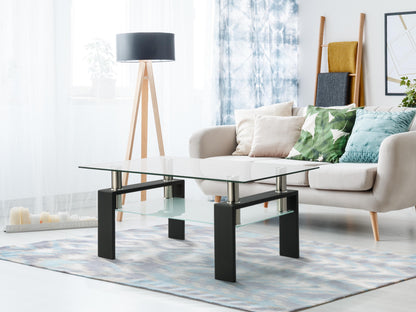 Rectangular Glass Coffee Table – Black