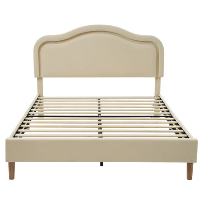Beige Velvet LED Bed Frame