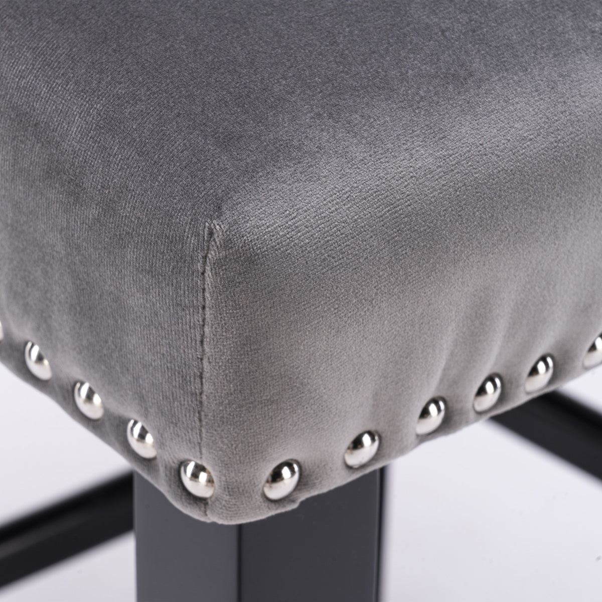 Velvet Wingback Bar Stool Set (2 pcs) – Gray