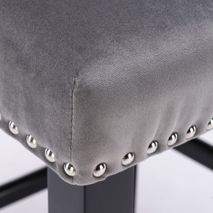 Velvet Wingback Bar Stool Set (2 pcs) – Gray