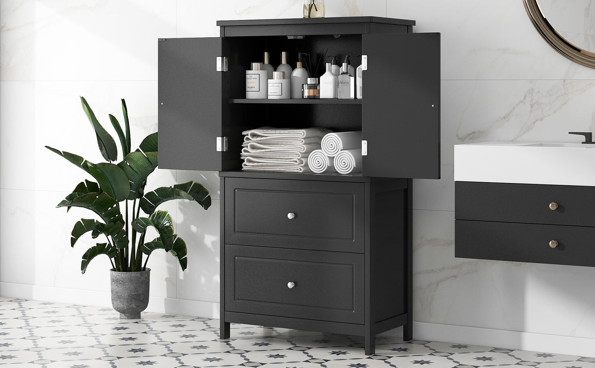 Black Bathroom Storage Cabinet with Drawers