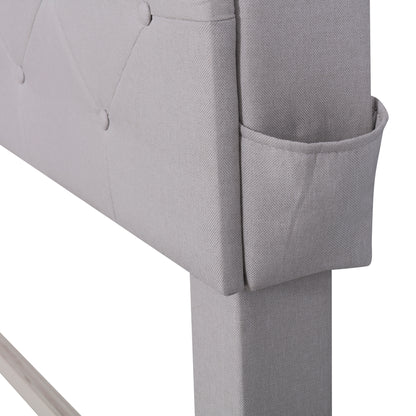 Queen LED Upholstered Storage Bed – Beige
