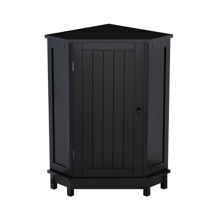 Black Corner Bathroom Storage Cabinet Adjustable Shelves