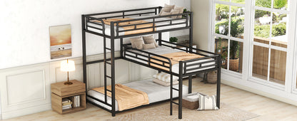 Metal Triple Bunk Bed Black