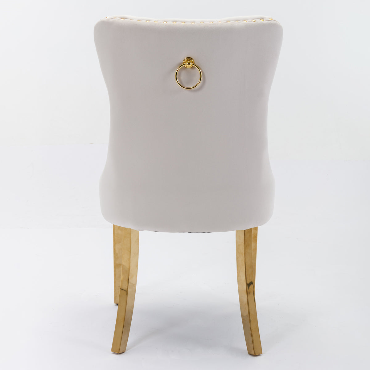 Tufted Dining Chairs Set of 2 Beige & Gold