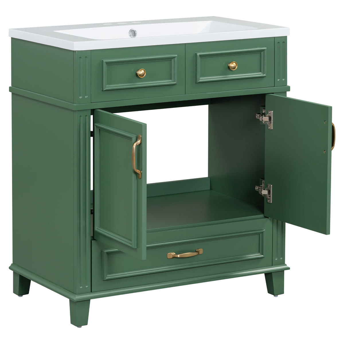 30-Inch Solid Wood Bathroom Vanity with Sink Green