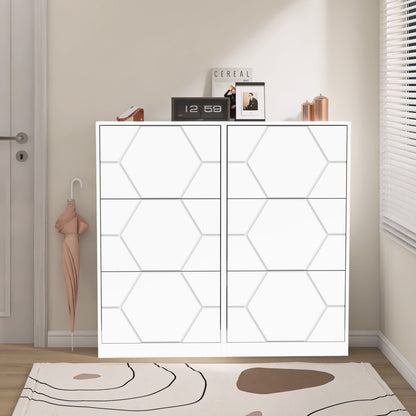 6-Tier Carved Panel Shoe Storage Cabinet for Entryway