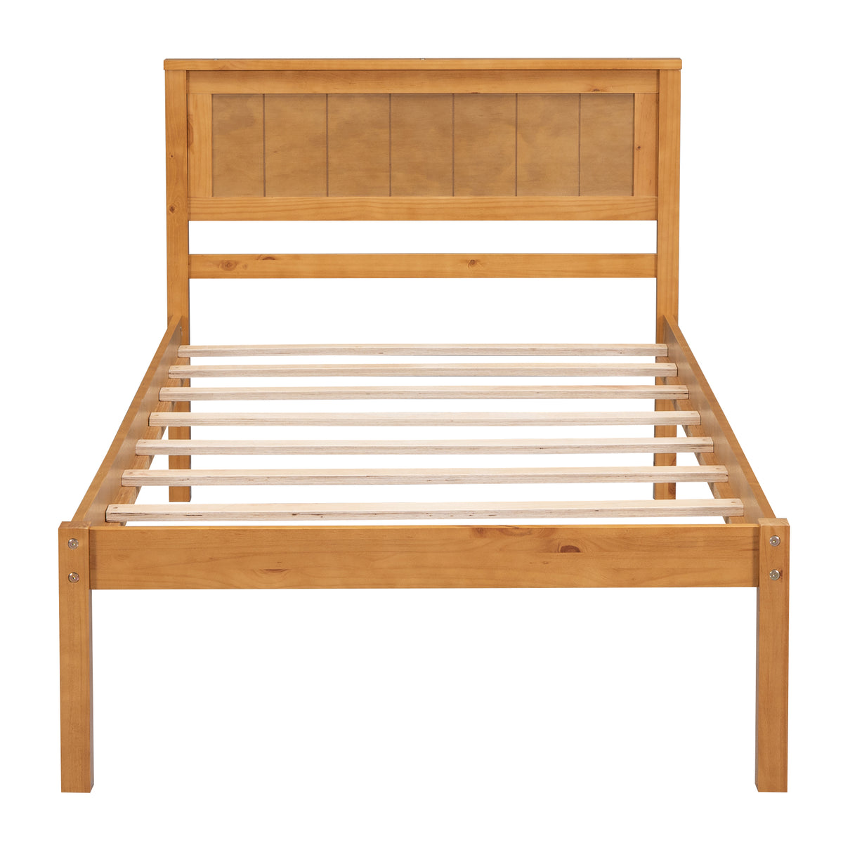 Twin Platform Bed with Headboard Oak