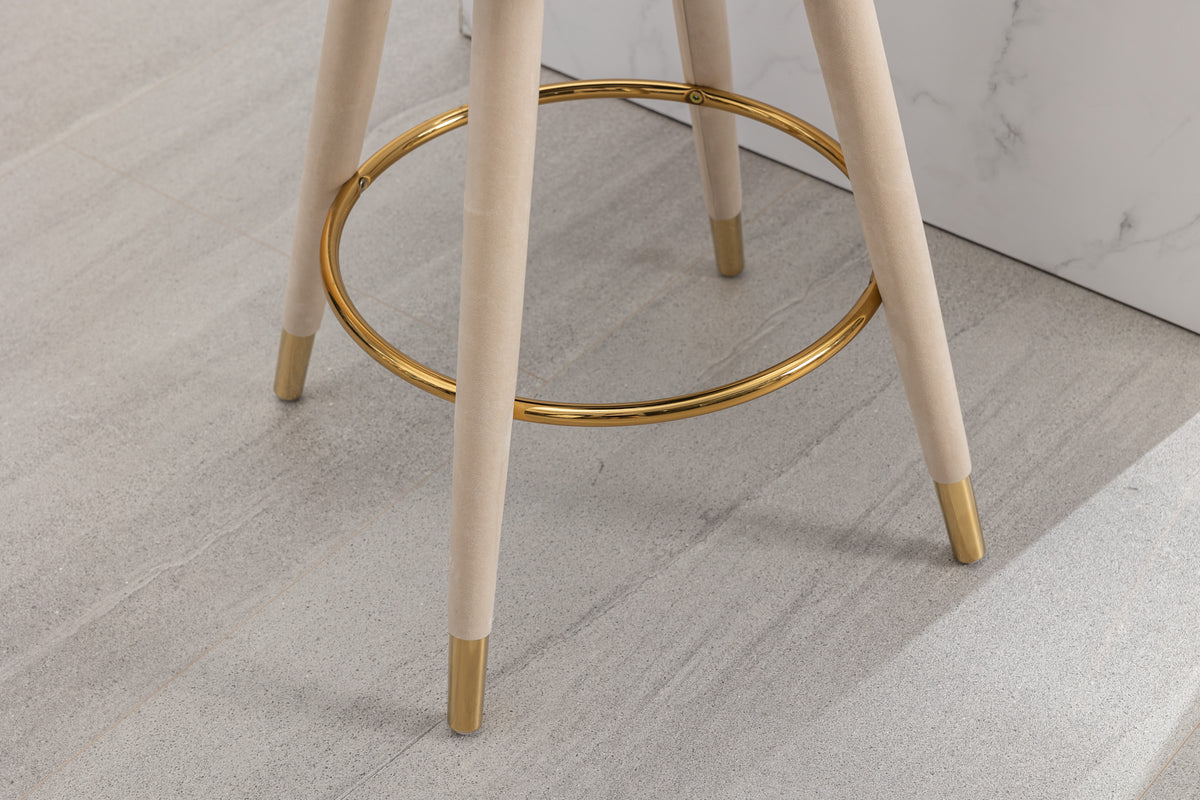 Coolmore Velvet Bar Stools (2 pcs) – Beige