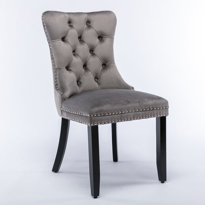 Nikki Tufted Linen Dining Chair Set (2 pcs) – Gray
