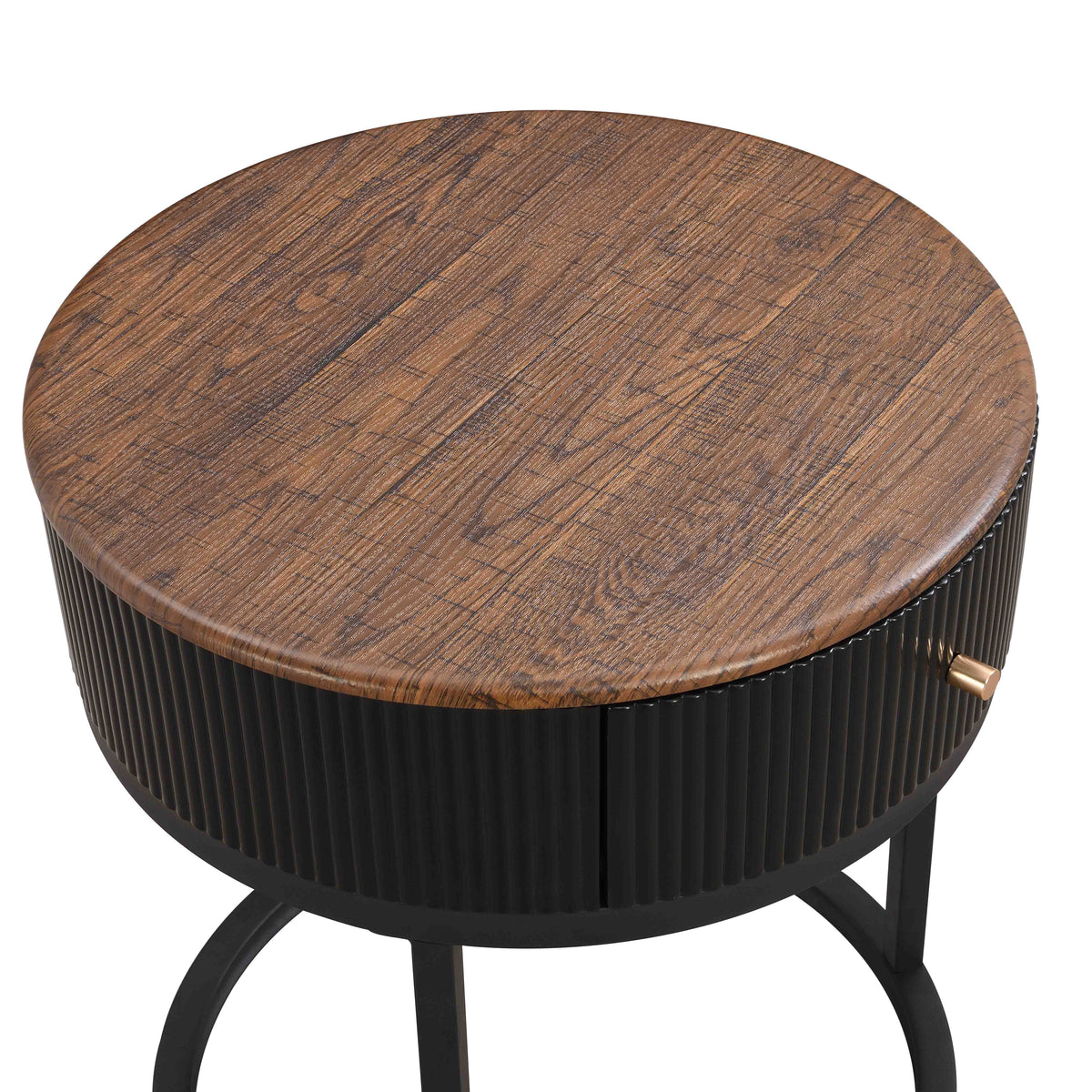 Round Side Table with Drawer White