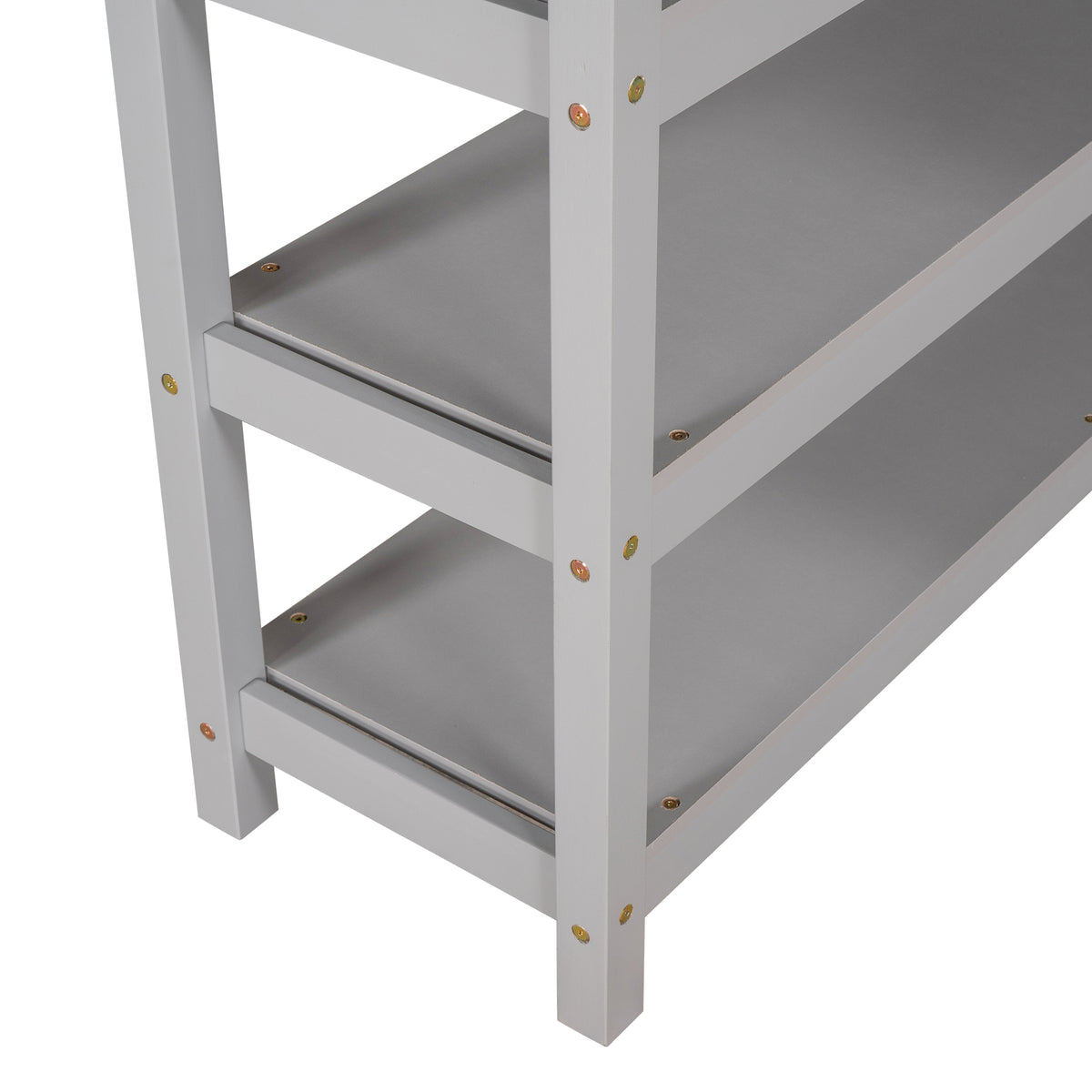 Full-Size Loft Bed with Desk and Drawers Gray