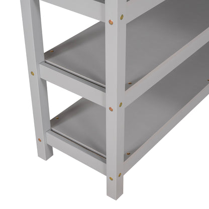 Full-Size Loft Bed with Desk and Drawers Gray