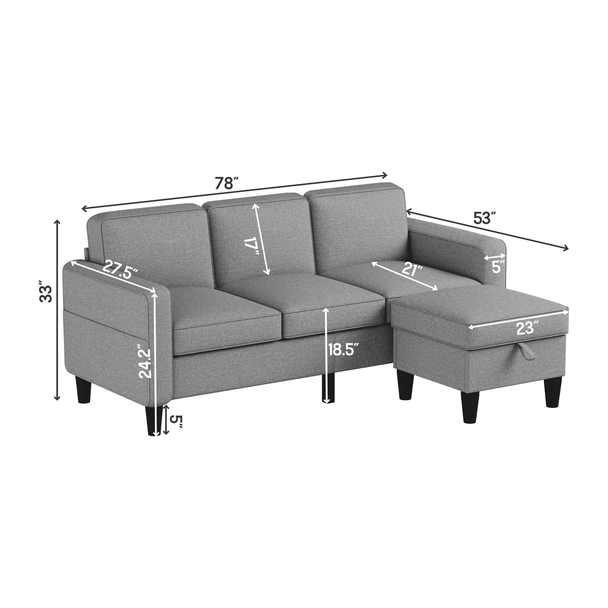 Light Grey Modular Sectional Sofa