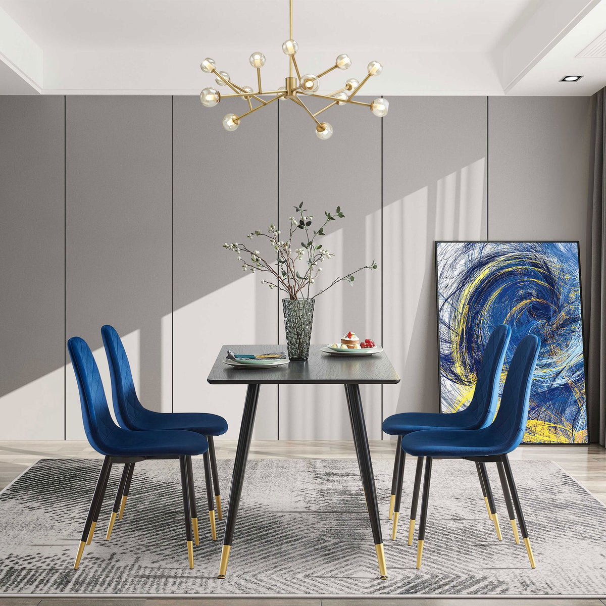 Modern Black MDF Kitchen Dining Table