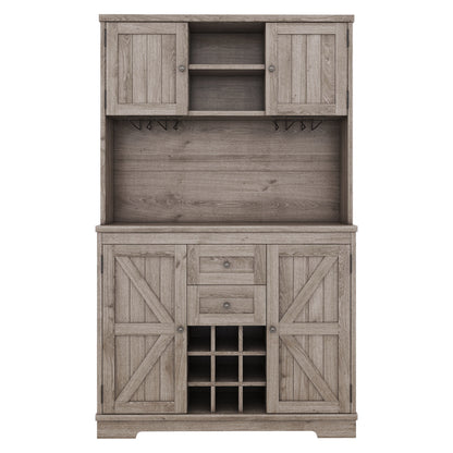 Farmhouse Coffee Bar Cabinet with Wine Storage