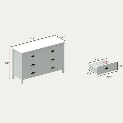 Safari 6-Drawer Dresser White
