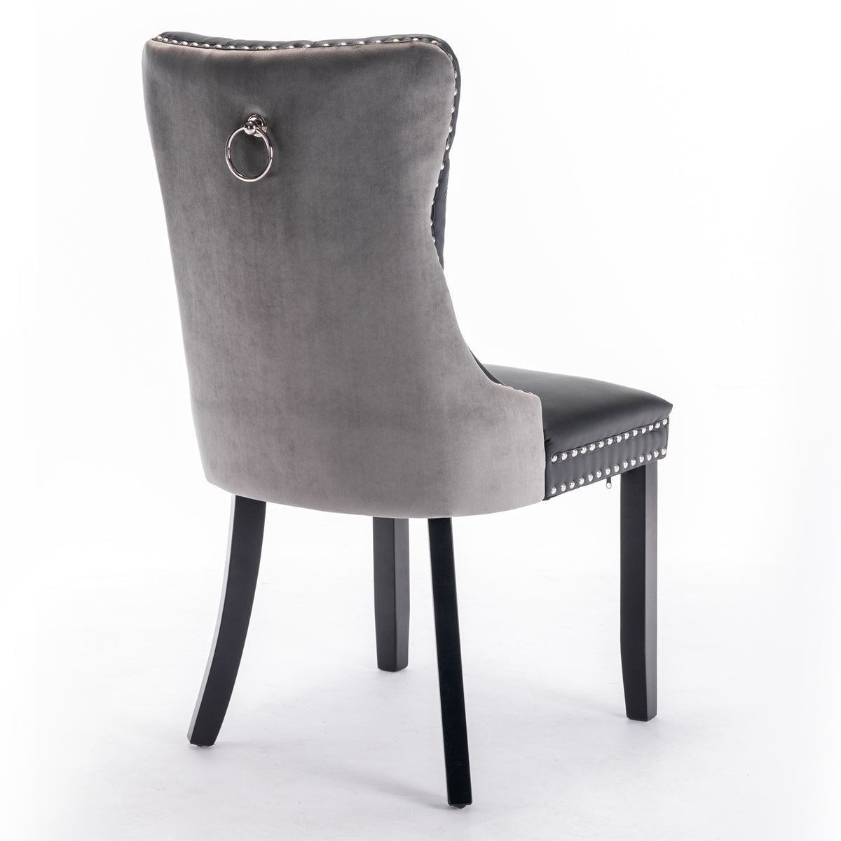 Tufted PU Dining Chairs Set of 2 Black Gray