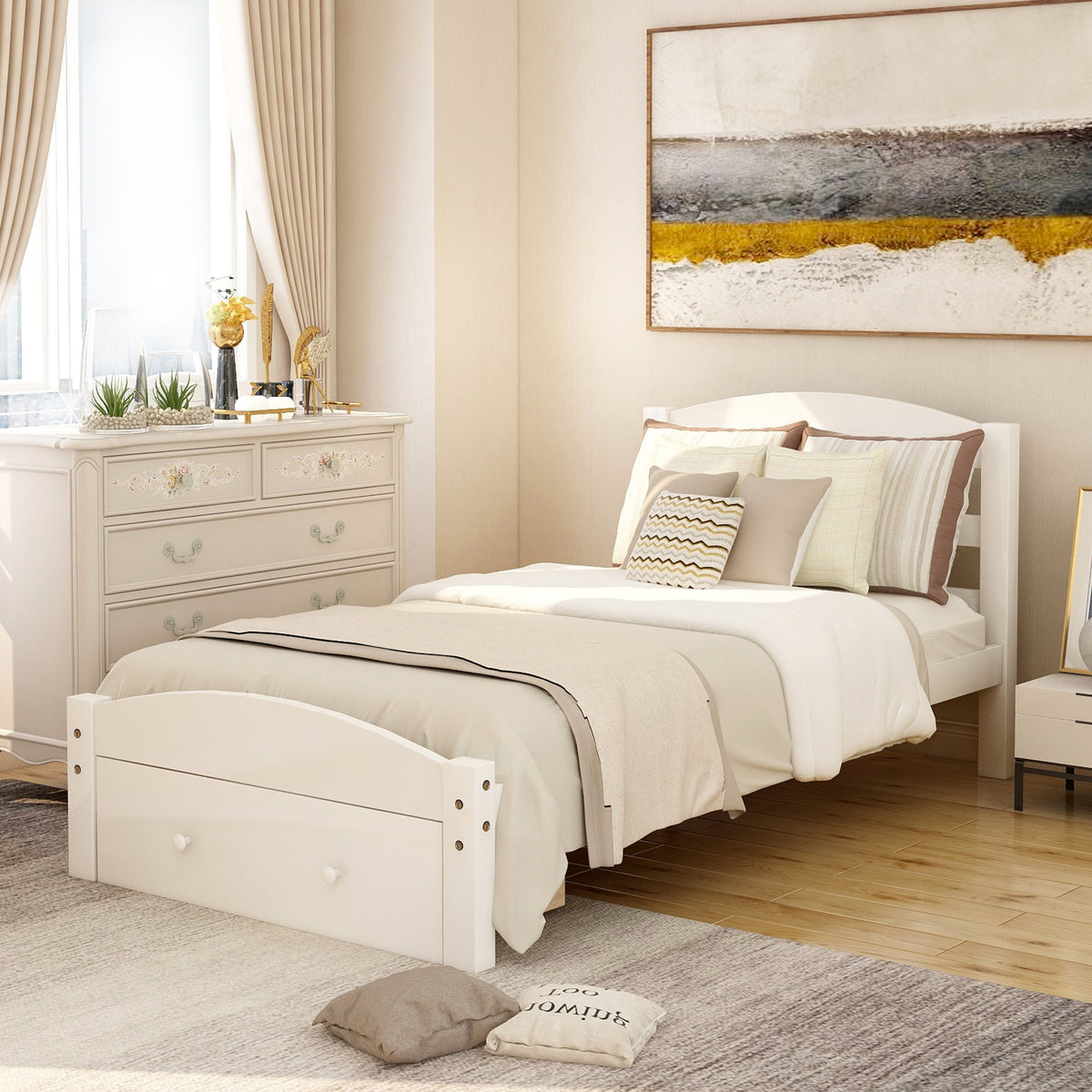 Twin Platform Bed White