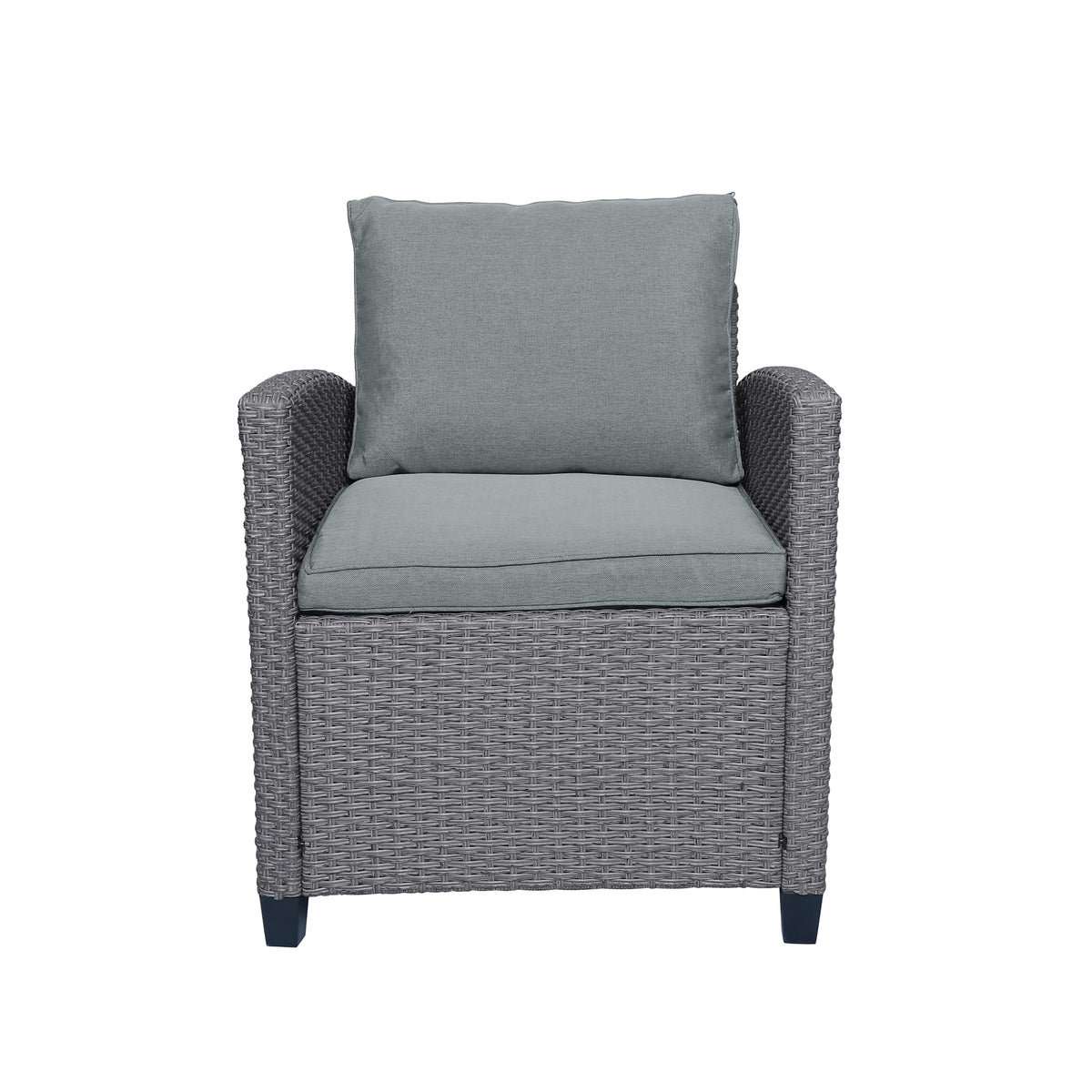 Outdoor Rattan Dining Set (6 pcs) – Gray Mat