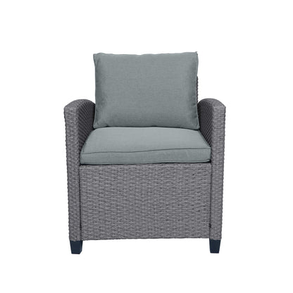 Outdoor Rattan Dining Set (6 pcs) – Gray Mat