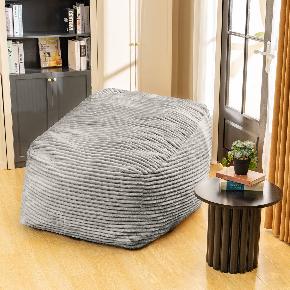 Grey Faux Fur Bean Bag Chair