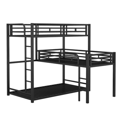 Metal Triple Bunk Bed Black
