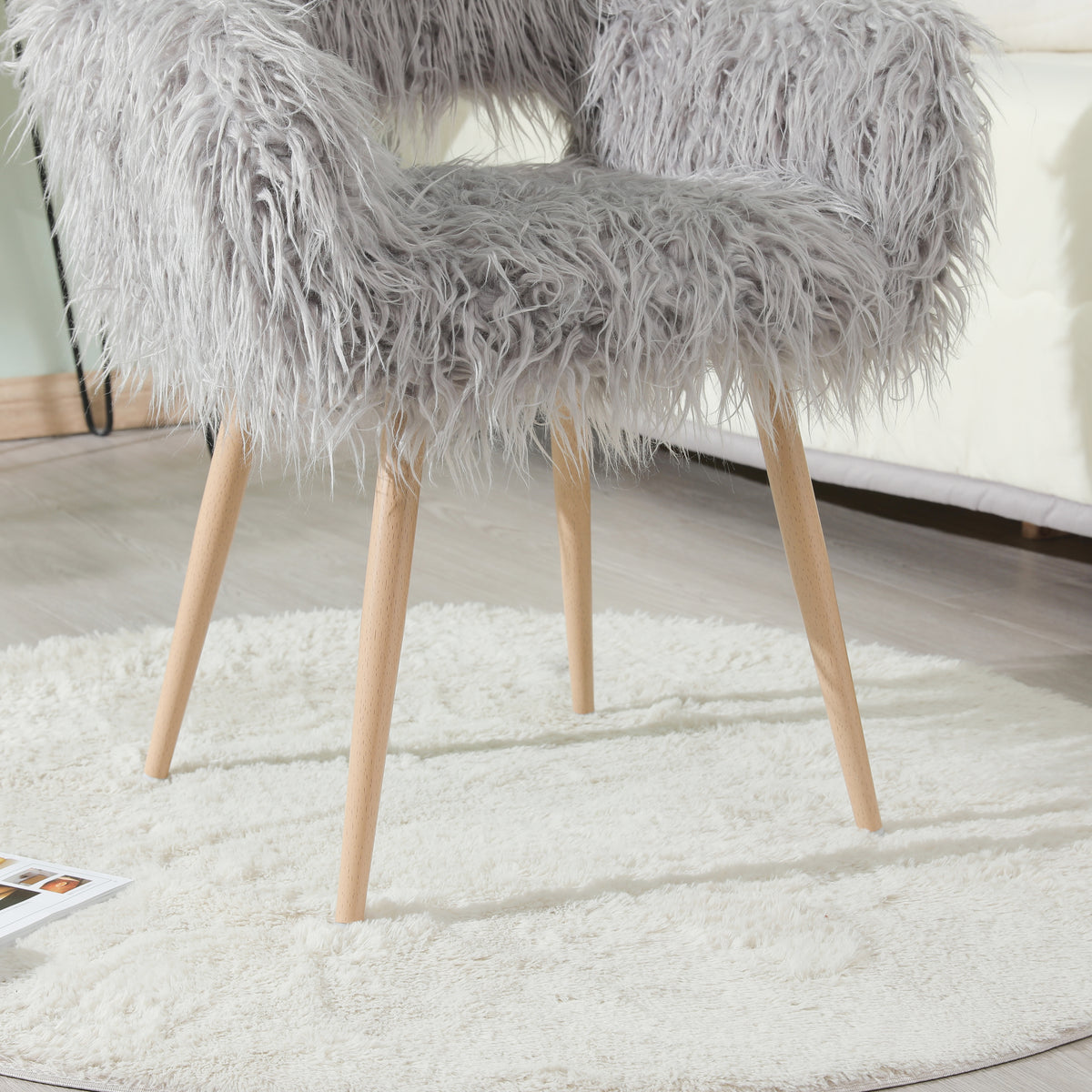 Grey Velvet Dining Chair with Metal Legs