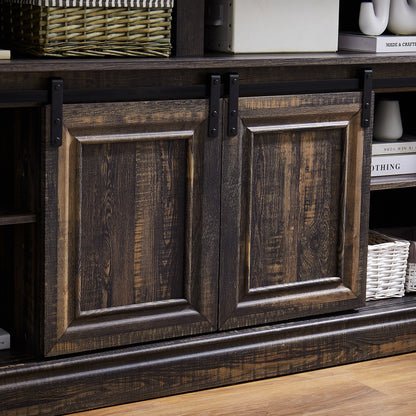 Mid-Century Sliding Door TV Cabinet Brown