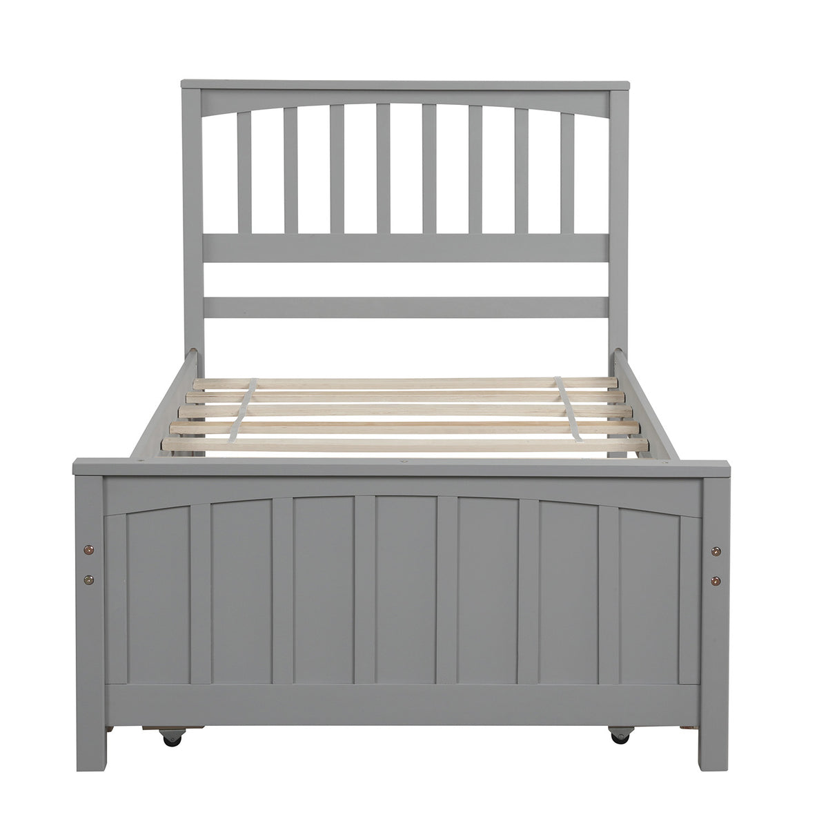 Twin Platform Bed with Trundle Gray