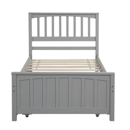 Twin Platform Bed with Trundle Gray