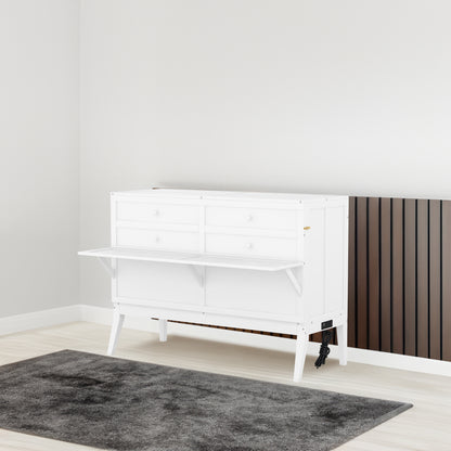 Queen Size Murphy Bed with USB Ports and Storage Shelf
