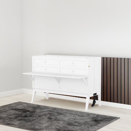 Queen Size Murphy Bed with USB Ports and Storage Shelf