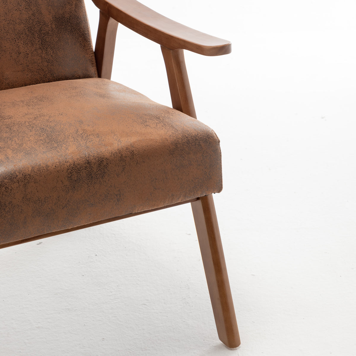 Medieval Wood Accent Chair with Thick Backrest