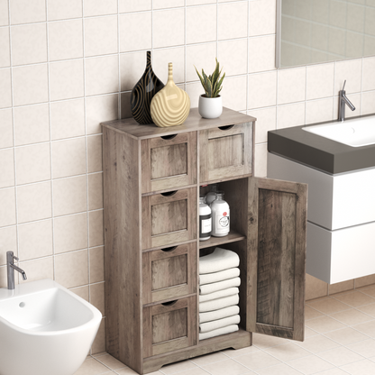 Tall Bathroom Cabinet – Grey Wood