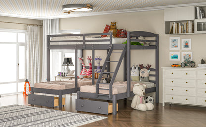 Full Triple Bunk Bed Gray