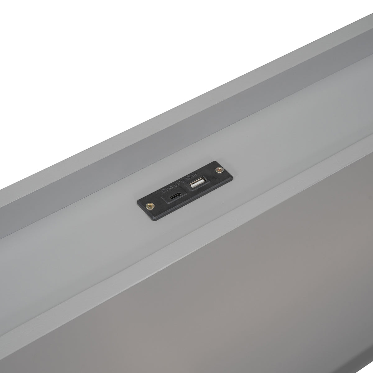 Twin Platform Bed with USB Ports Gray Finish