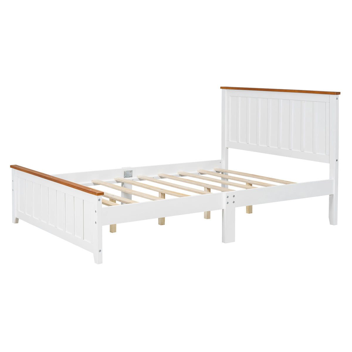 Full Wood Platform Bed with Slat Support White