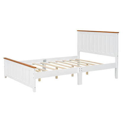 Full Wood Platform Bed with Slat Support White