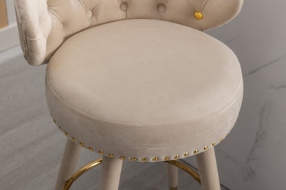 Coolmore Velvet Bar Stools (2 pcs) – Beige