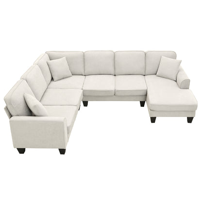 Modern Fabric Sectional Sofa – 7-Seater