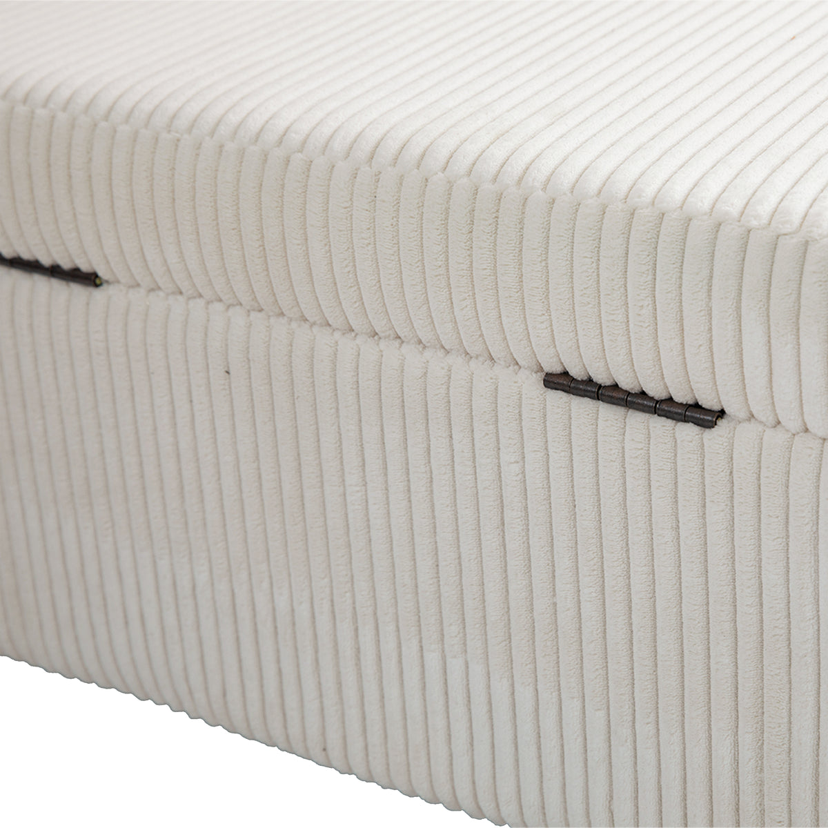 Storage Ottoman Stool – Beige Fabric