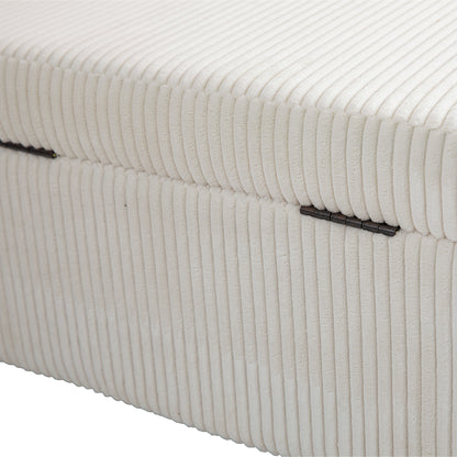 Storage Ottoman Stool – Beige Fabric