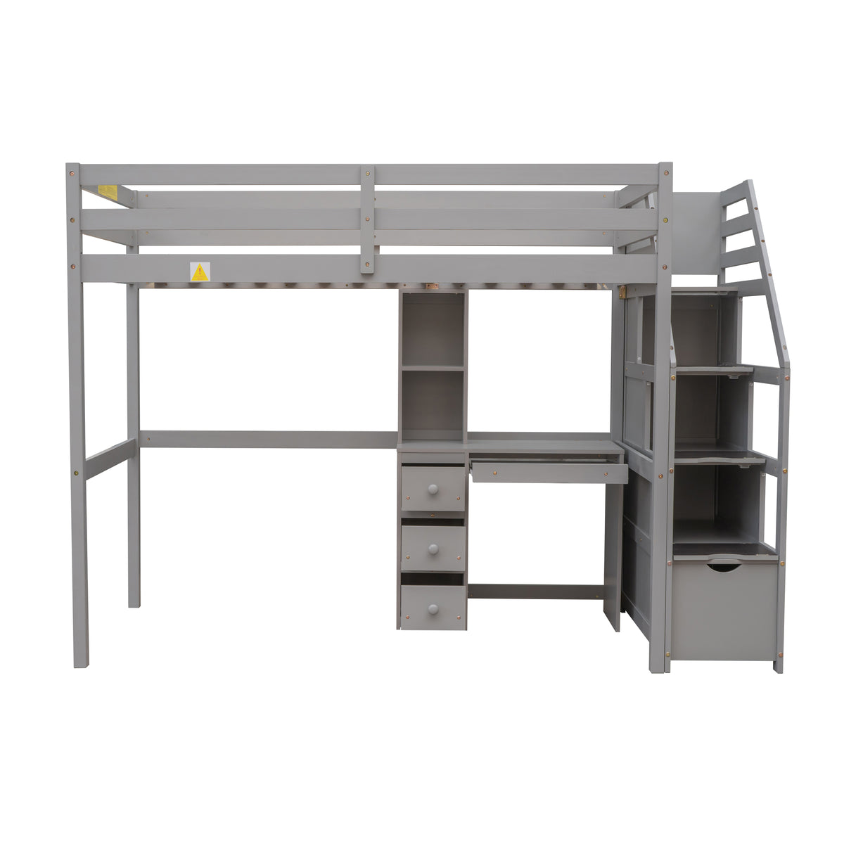 Twin Loft Bed with Storage Gray