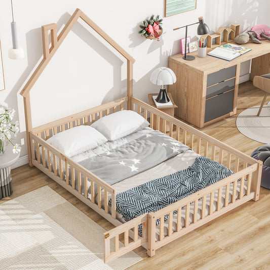 House-Shaped Floor Bed – Natural Finish